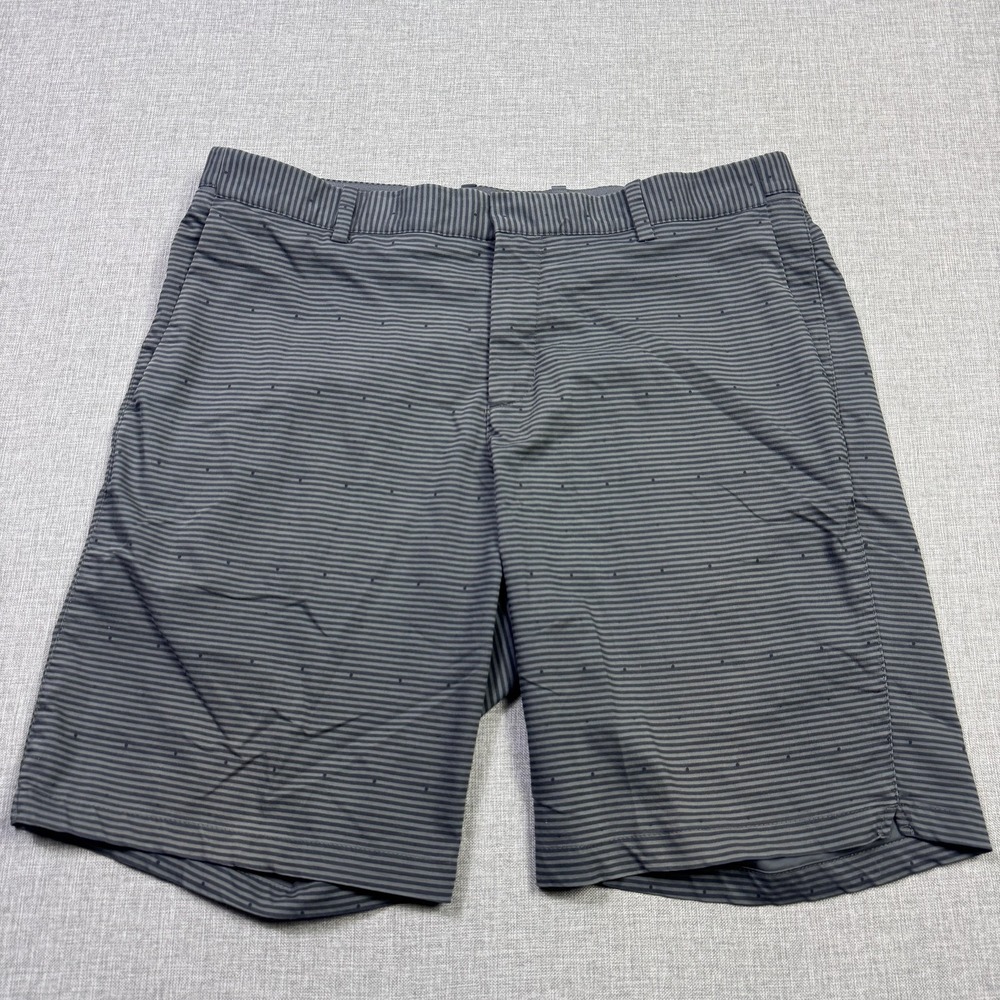 Nike Flex Golf Shorts Mens 34 Gray Cotton Polyester Spandex Striped 9" Inseam
